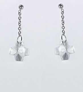 Náušnice křížek čirý crystal