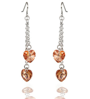 Náušnice z chirurgické oceli Srdce krystal Capri Gold